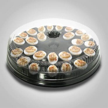 30 Count deviled egg disposable container black base clear lid