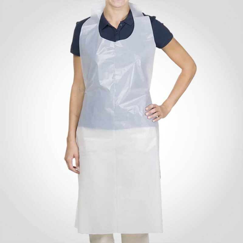 130021 Plastic White Apron 28 x 46 inch Individually wrapped