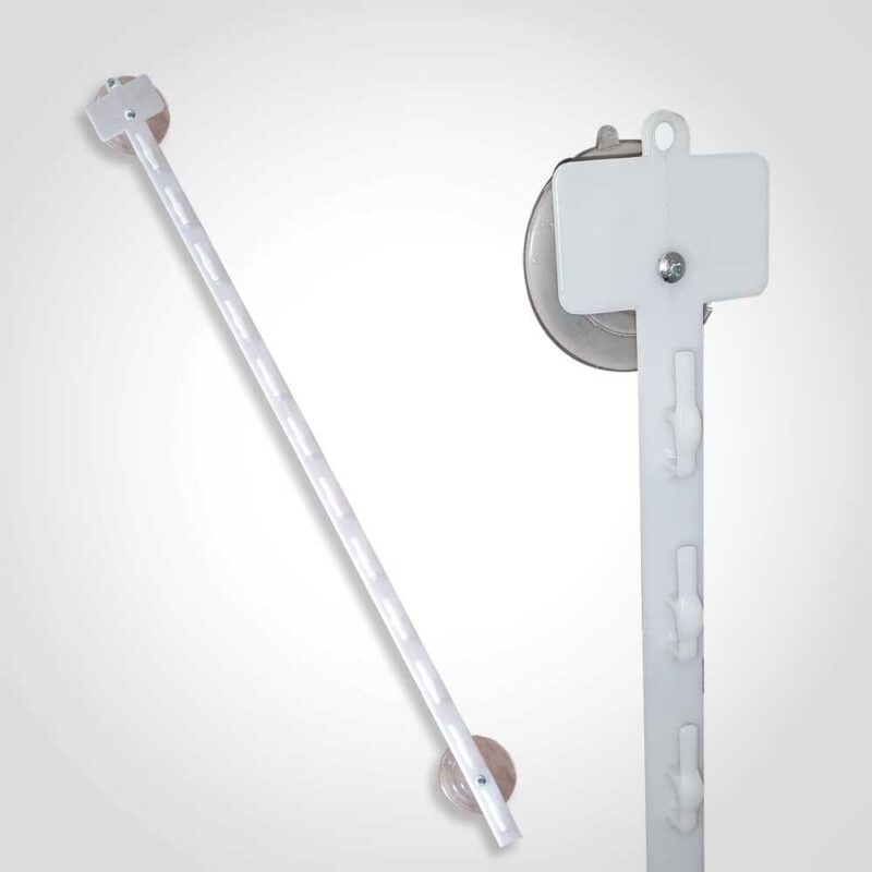 190031 Plastic Merchandising Clip Strip 12 Station with Suction Cup and Label Holder for hanging clipped products on cooler doors