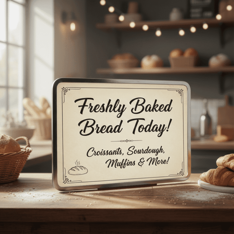 Chrome wedge sign holder for countertop