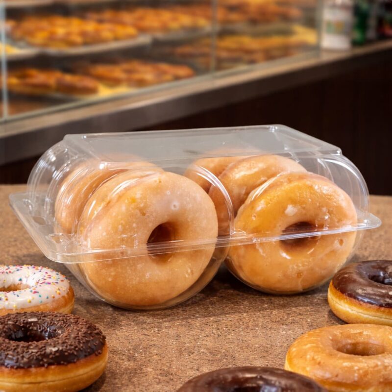 260806 Takeout Donut Container on Countertop Takeout Donut Container on Countertop