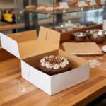 10″ White Cake Box with lid open