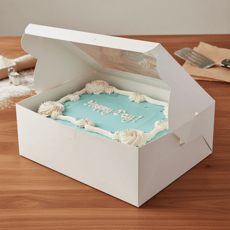 360075 Half Sheet Cake Box with Window white