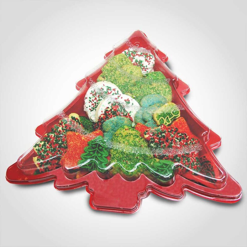 370149 Red Christmas Tree Tray with lid