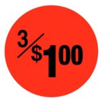 3 for $1 Sticker Pricing Label red label with black print