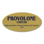 Provolone Cheese Label Gold Foil Stick with ingredients