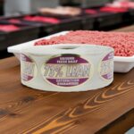 73 percent lean label for ground meat on a foil sticker