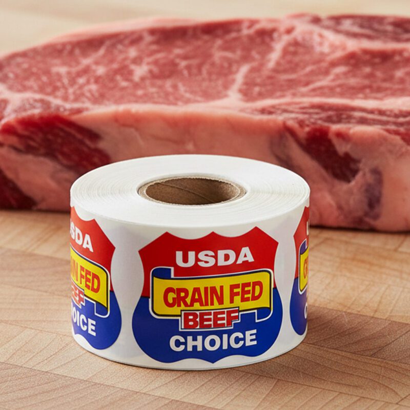 USDA Label Butcher Sticker Grain Fed Beef Choice