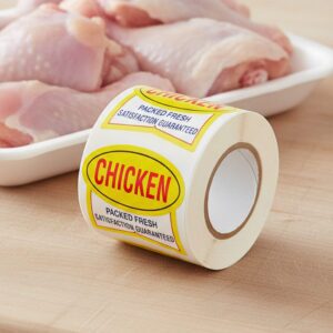 Chicken Sticker on a ribbon label