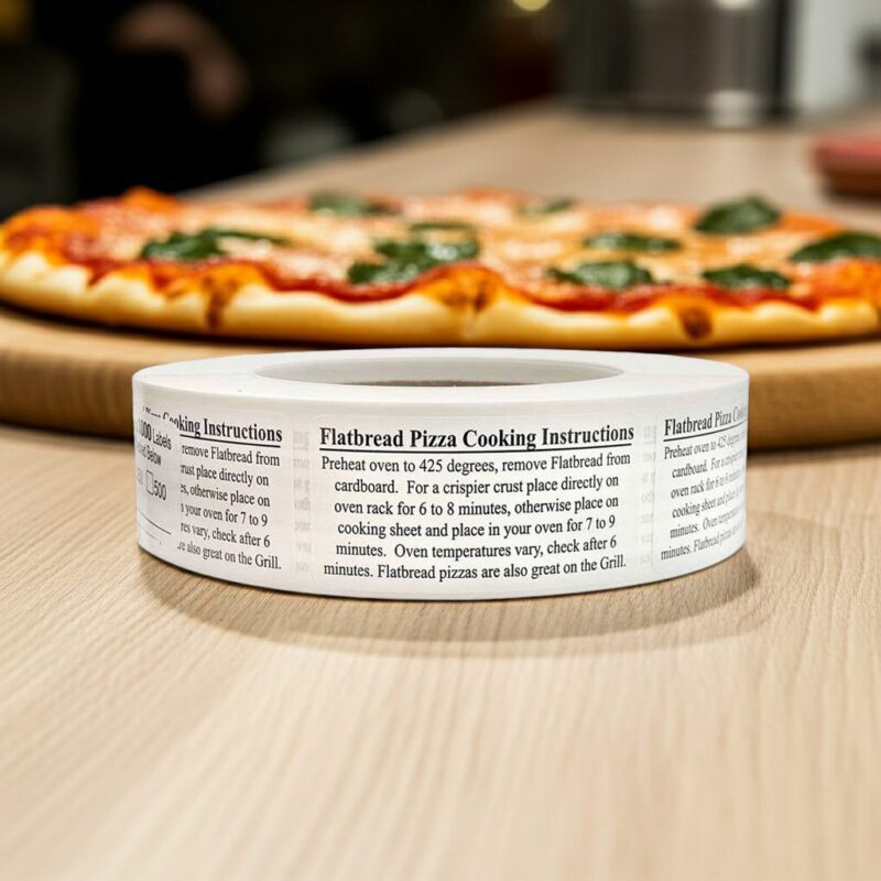 540149-Flatbread-Pizza-Cooking-Instructions-Label-Stickers flatbread pizza sticker with instruction on how to bake