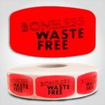 boneless waste free Label Red Dayglo Sticker