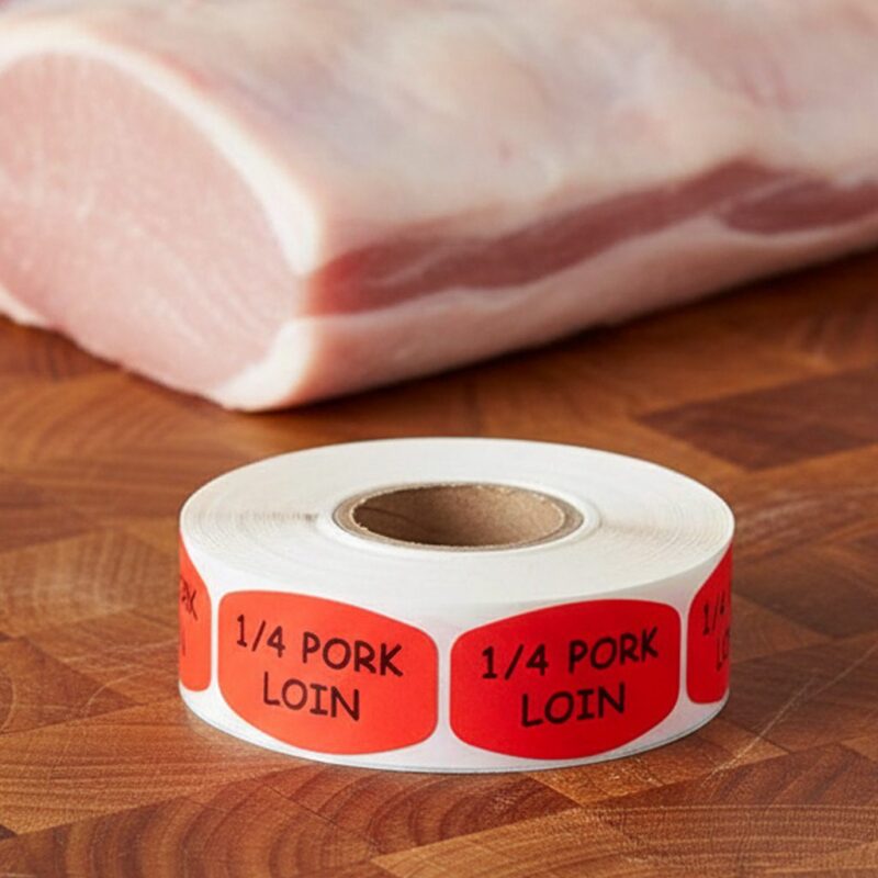1/4 Pork Loin Label on butcher counter