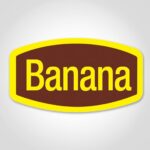 Banana Flavor Label that is printed on a yellow and brown sticker