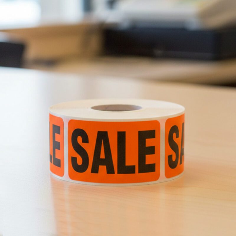 500449-Sale-Label-Stickers-Red-Rectangle-Stickers sale sticker on an orange rectangle label with black print
