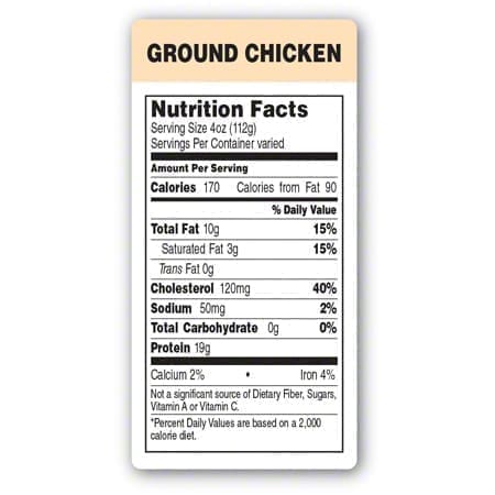 500726 Nutritional Ground Chicken Label