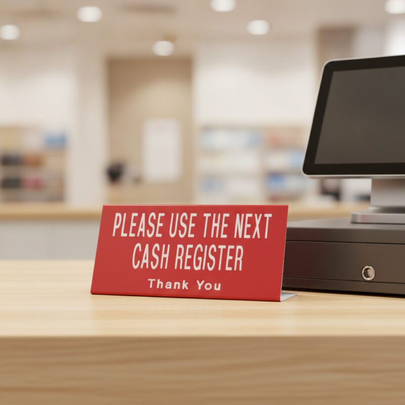 700016-Please-Use-Next-Register-Sign_2 Please use next register sign on a red sign