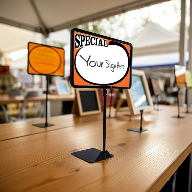 Store Sign Frame with Metal Stand Black 7″ x 11″