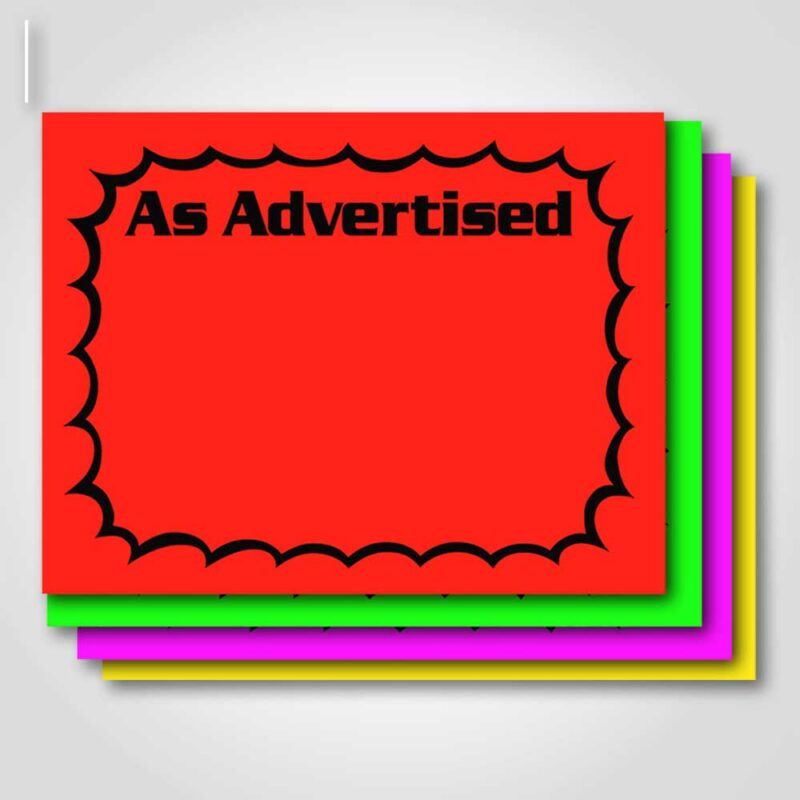 As Advertised Signs Ultra Day-Glo Burst 1 up Sign Card