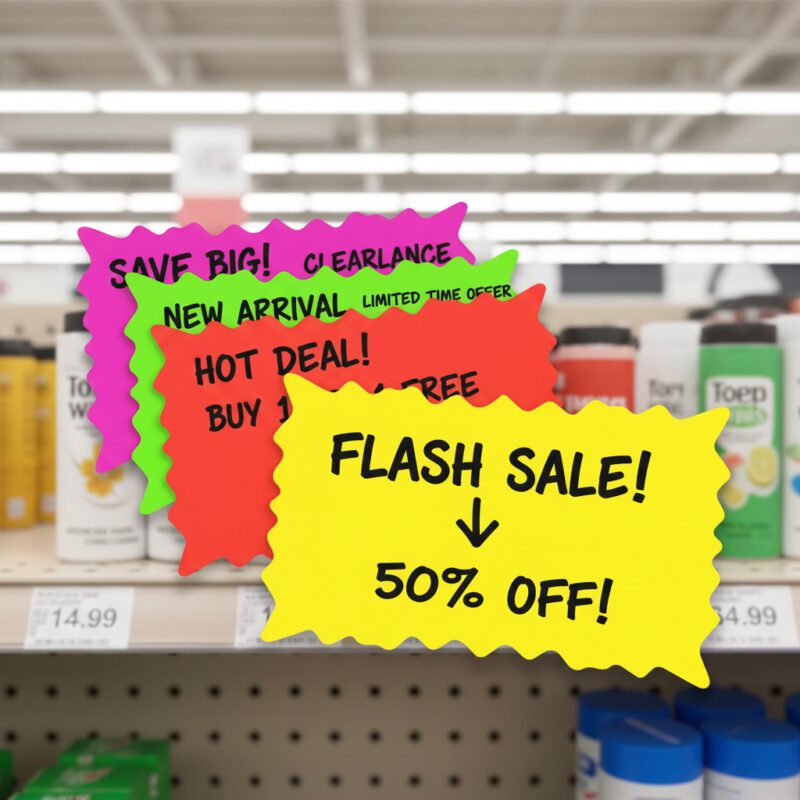 400199-5 ULTRA DAY-GLO BURST Assorted Colors Sign Cards 11″ x 14″