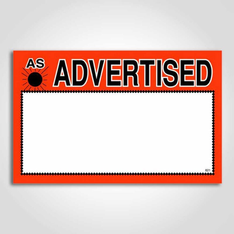 400737 As Advertised Sign Laser Jets 7" x 11"