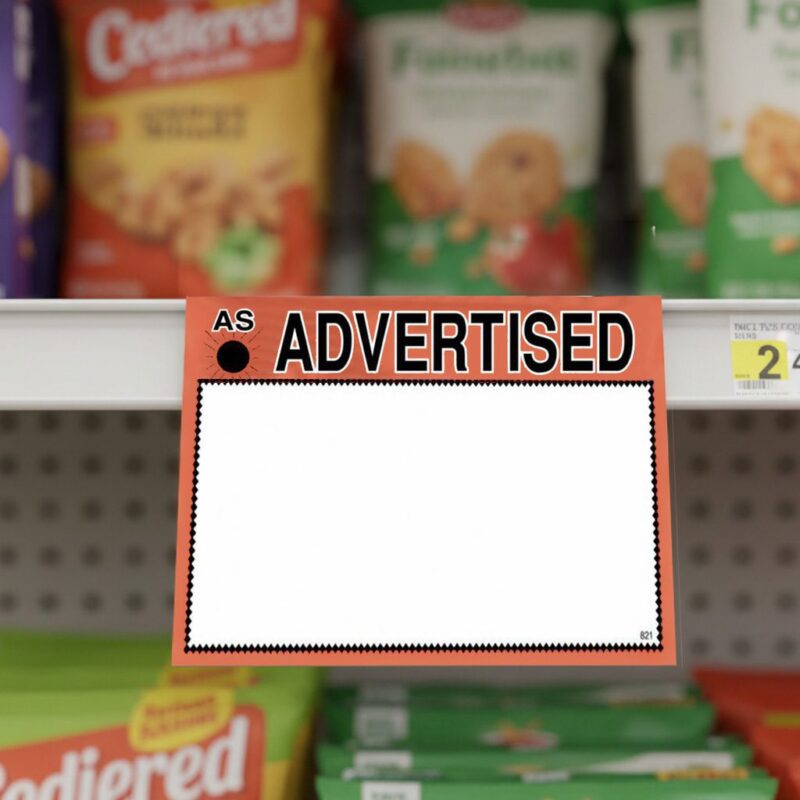 As Advertised Sign Card with room to write