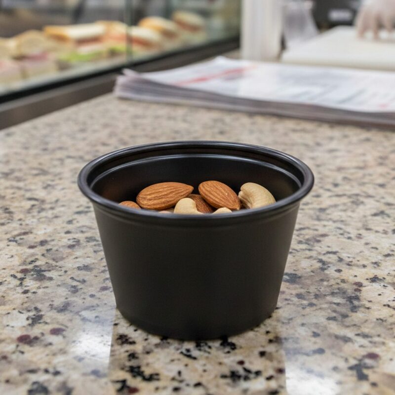 Black portion cup Black portion cup