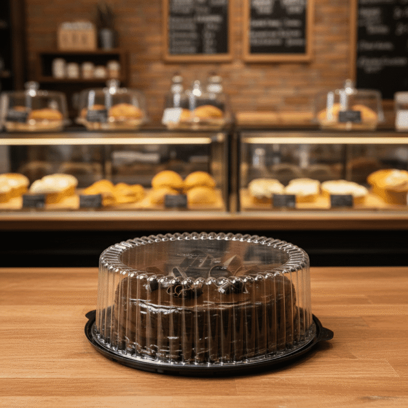 260375 9 inch Cake Display Container Black Base Clear Lid 1-2 Layers 9 inch Cake Display Container Black Base Clear Lid 1-2 Layers