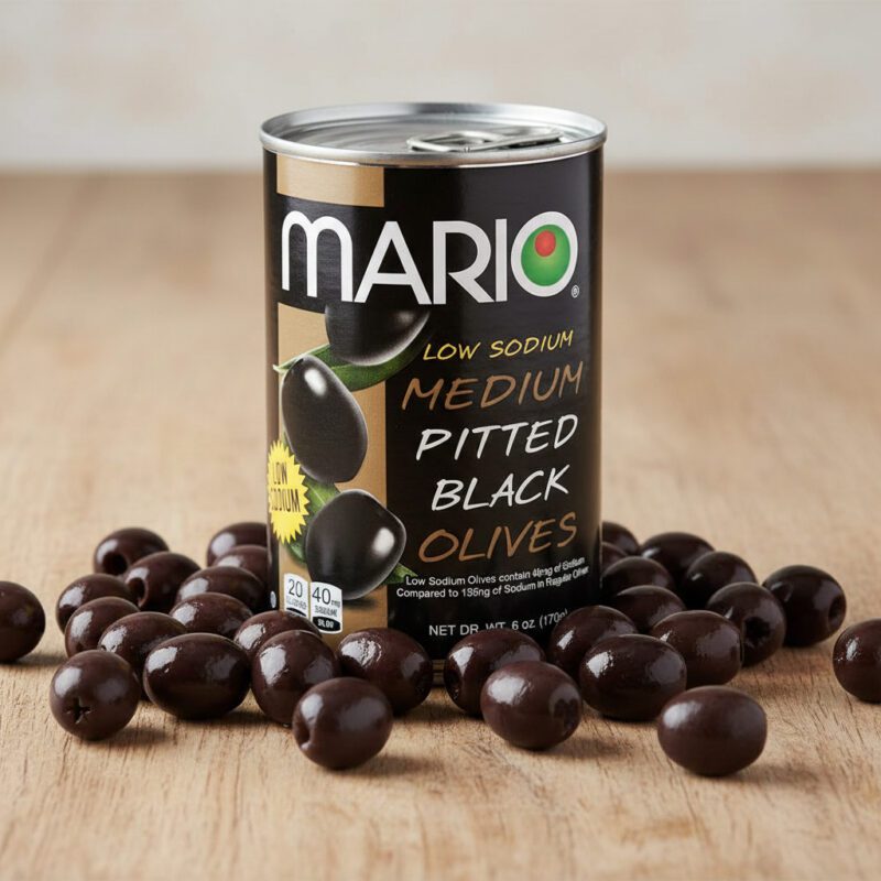 Mario MEDIUM Ripe Pitted Olives 6 oz. can 12-PACK