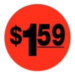 $1.59 sticker black and red pricing label