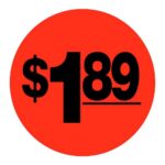 $1.89 sticker black and red pricing label