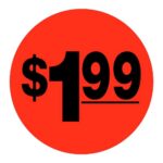 $1.99 sticker black and red pricing label