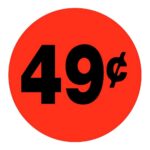 49 cents sticker black and red pricing label