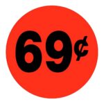 69 cents sticker black and red pricing label