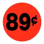 89 cents sticker black and red pricing label