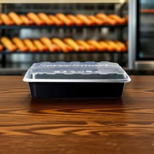 28oz Cube Microwavable Rectangular Takeout Container with Lid