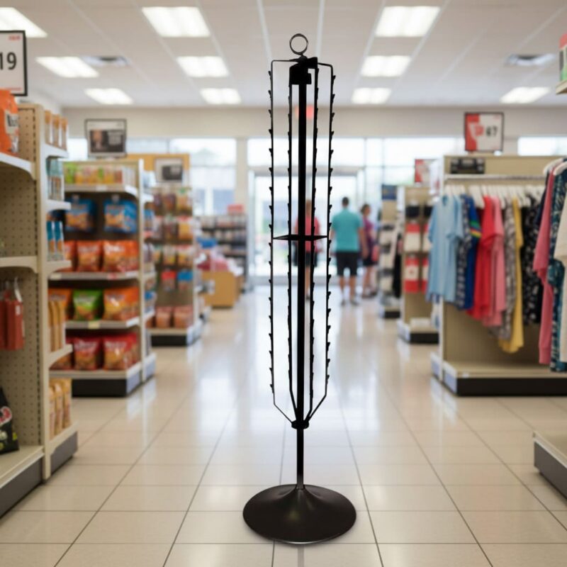 340053 Spinner Rack Floor Stand with Clips black Spinner Rack Floor Stand with Clips black