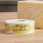 Monterey jack cheese sticker on gold foil label