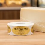 Provolone cheese sticker on gold foil label