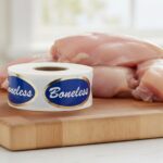 Boneless sticker on a gold foil label