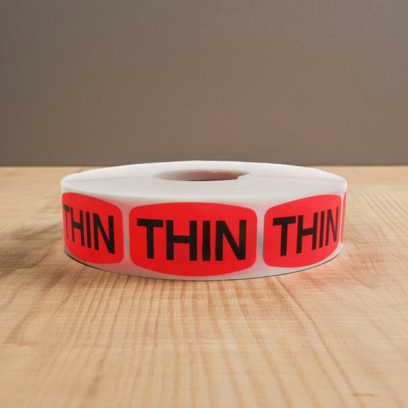 510176-Thin-Label-Butcher-Sticker Thin sticker on a red label with black print