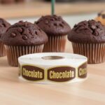 chocolate sticker on gold foil labels