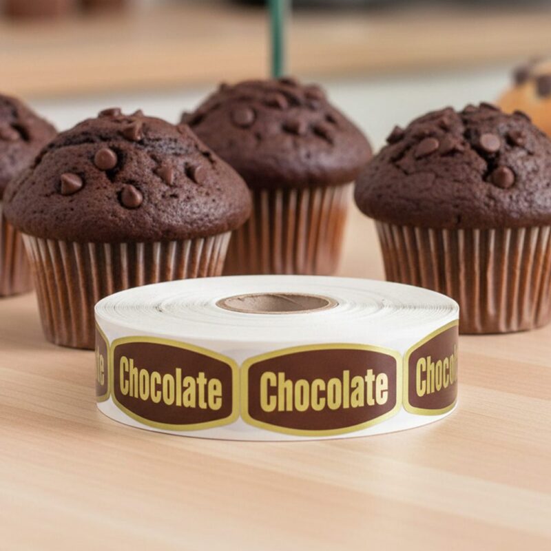 568020-Chocolate-Label-Bakery-Flavor-Sticker2 chocolate sticker on gold foil labels