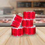 Custom red labels enter in your text and get your personalized labels