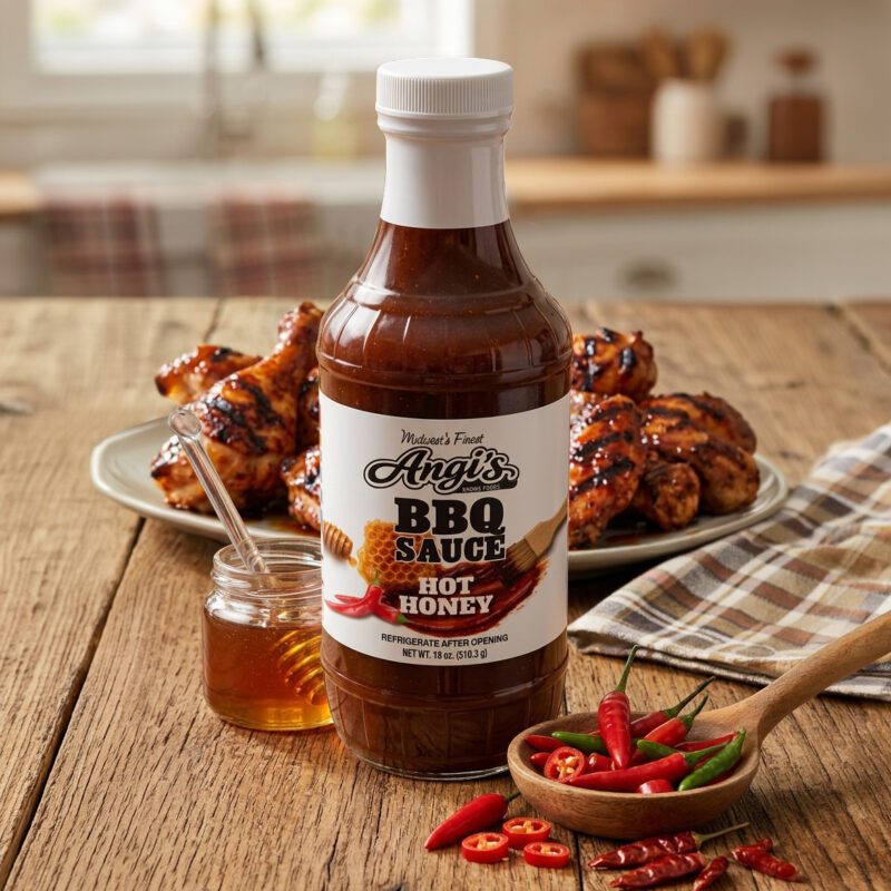 8526 Angi’s Hot Honey BBQ Sauce 18 oz. bottle